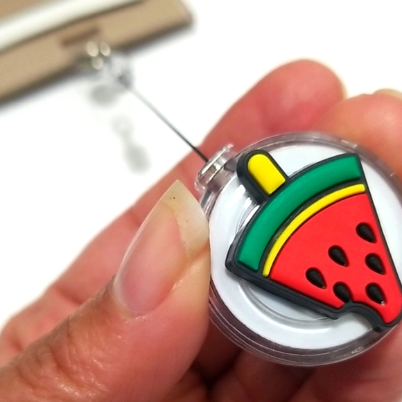 Watermelon Design Retractable Badge Holder Clip on and Snap Closure - Picture 4 of 4